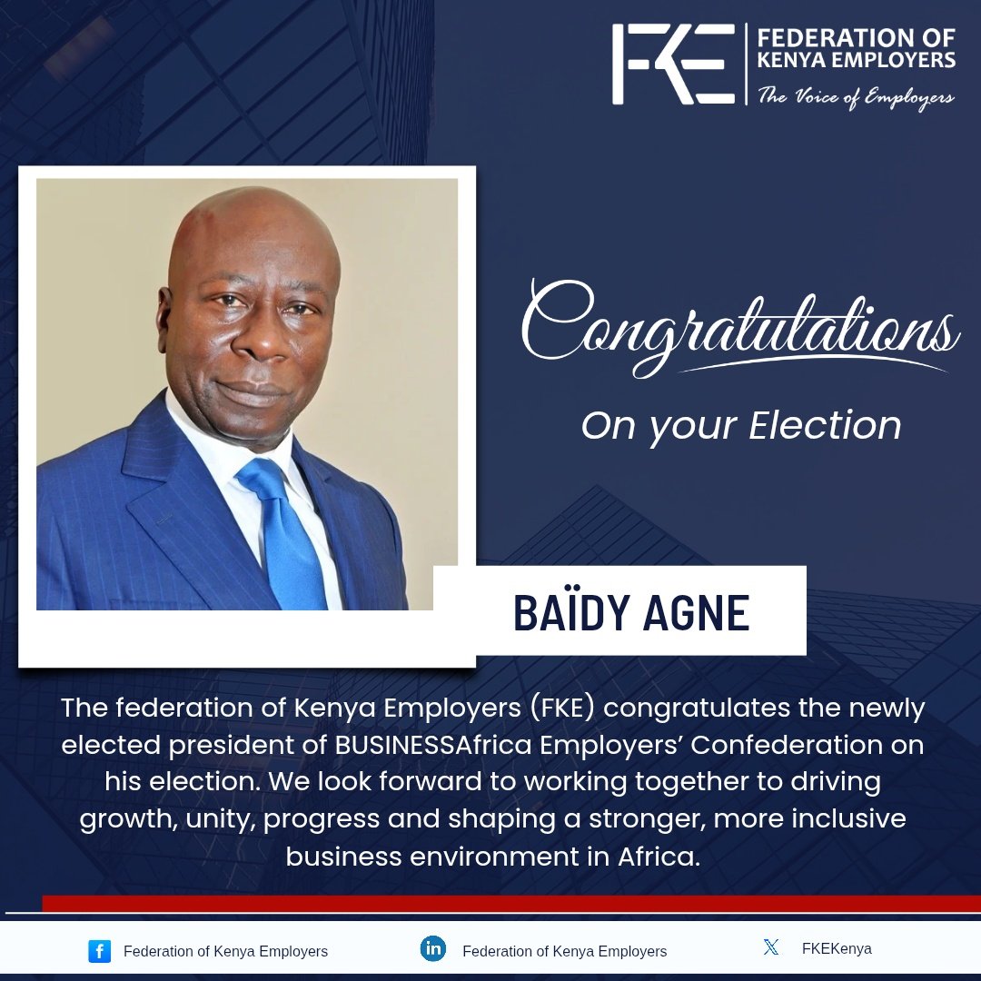 Congratulations to the Newly Elected President of BUSINESSAfrica!
FKE looks forward to advancing growth, unity, and a more inclusive business environment across Africa—together.