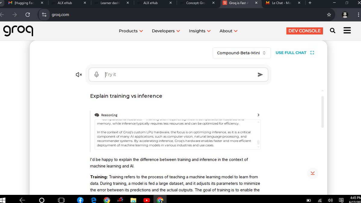 Dindiwendy's tweet photo. Since ChatGPT dropped, we’ve explored how LLMs can solve  problems—from summarizing text. Todays @alx_africa  project dives into free open-source LLMs such as Groqchat, Le chat and Hugging chat #opensourceAI #ALX_AiSK https://t.co/6lWaQm8fOl