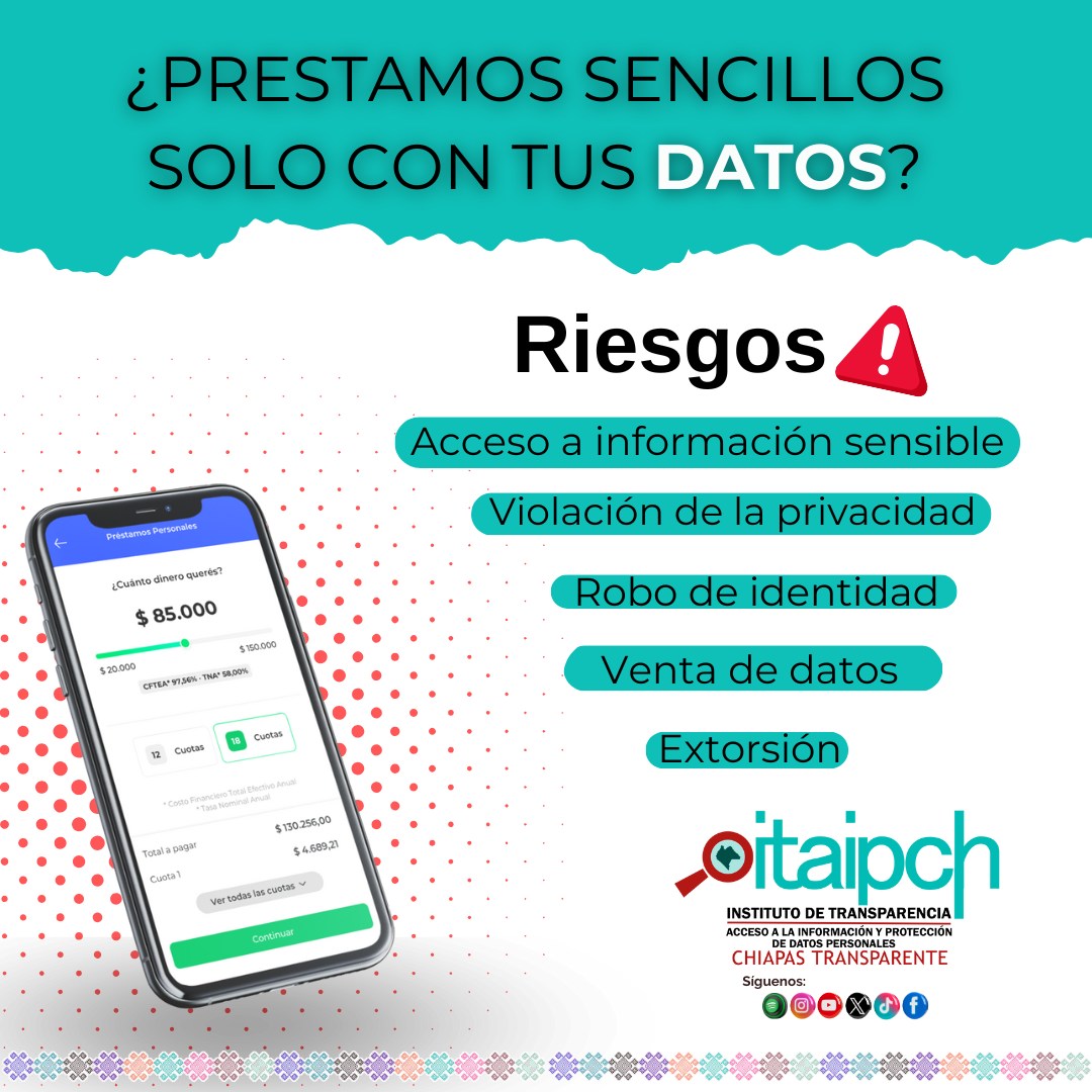 👉¡Evita tomar decisiones impulsivas!
Los préstamos rápidos pueden parecer la solución, pero el robo de identidad puede ser un gran problema.
¡Cuida tus datos!
➡️#ProtegeTusDatosPersonales