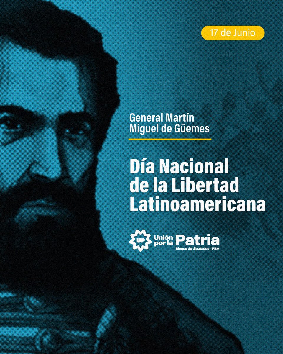🗓️ 17.06 » Día Nacional de la Libertad Latinoamericana.

Paso a la inmortalidad del General Martín Miguel de Güemes, héroe, junto a su hermana Macacha, de la resistencia criolla que defendió la Patria contra las invasiones realistas en el norte. 🇦🇷