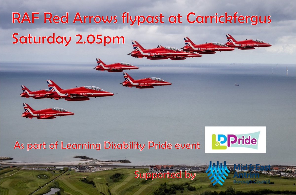 RAF #RedArrows flypast at Carrickfergus this Saturday at 2.05pm <a href="/RoyalAirForceNI/">RAF Northern Ireland</a> <a href="/mea_bc/">Mid and East Antrim Borough Council</a>