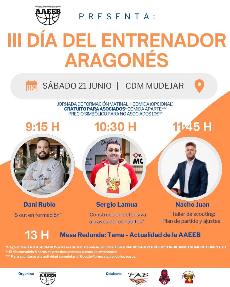 aaeeb_aragon's tweet image. Aquí los tenéis! Estos serán los ponentes para el próximo sábado 21 en el Pabellón CDM Mudéjar
Además, a la 13:00h tendremos una mesa redonda sobre la actualidad de la AAEEB

Qué ganas! Os esperamos!
Acordaos que tras la jornada tendremos una comida abierta a todo el mundo.