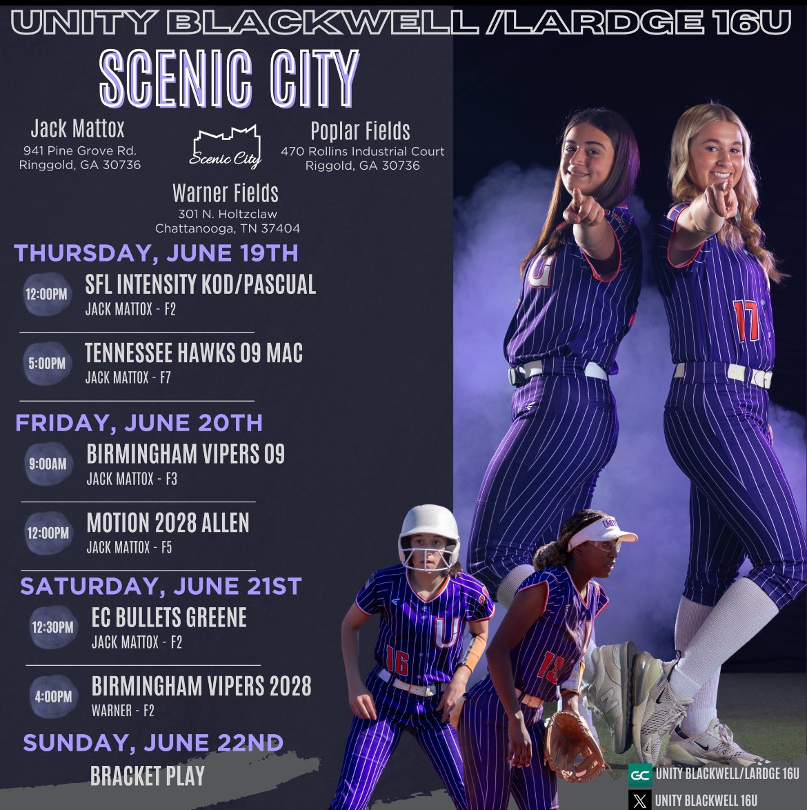 SO HYPEEEE!! 🧡💜
Scenic City here we come 📍!
<a href="/ConnectSports/">SportsConnect</a> <a href="/VAUnitySB/">Unity Softball</a> <a href="/UnityBlackwell/">Unity Blackwell 16/18U</a> <a href="/SoftballDown/">Down South Softball</a> 
<a href="/ExtraInningSB/">EXTRA INNING SOFTBALL</a> <a href="/D1Softball/">D1Softball</a> <a href="/CoastRecruits/">Coast 2 Coast Recruits</a>