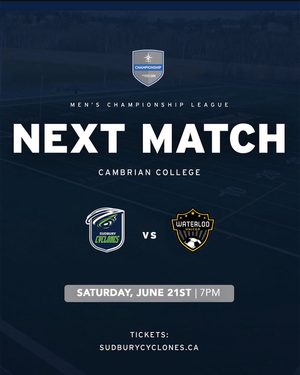 Rematch at home 😈

🆚: Waterloo FC
🏟: Cambrian College Field
⏰: 7pm
🎟: sudburycyclones.ca (link in bio)

#SurgeAsOne | L1 Men’s Championship Team