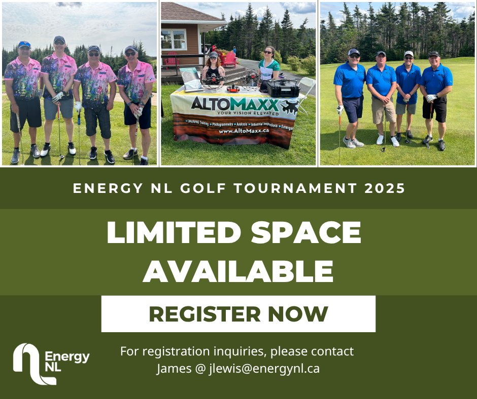 There is limited space available for Energy NL's Golf Tournament.

Register for Wednesday, July 23: energynl.growthzoneapp.com/ap/Events/Regi…
Register for Thursday, July 24: energynl.growthzoneapp.com/ap/Events/Regi…

#WeAreEnergyNL