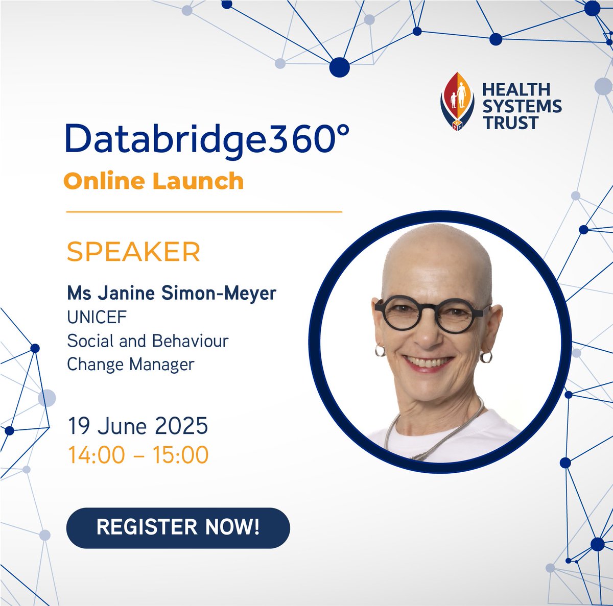 We’re thrilled to announce that Janine Simon-Meyer will be one of the featured speakers at the Databridge360° Online Launch!

Register now: events.teams.microsoft.com/event/b497feea…

#Databridge360 #HealthSystemsTrust #PublicHealth #ExpertVoices