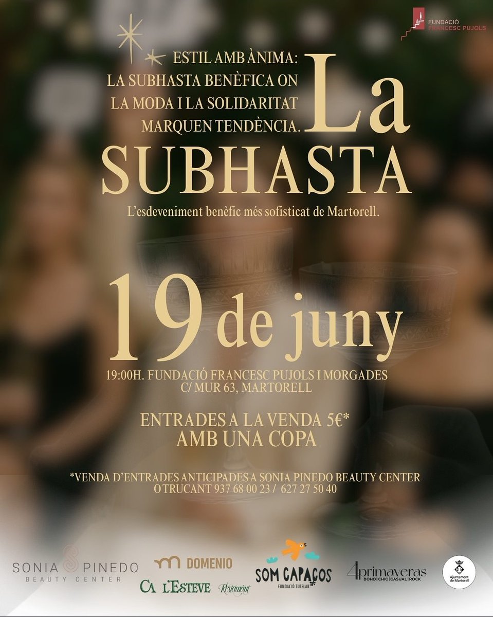 👚Moda i solidaritat s’uneixen dijous en una subhasta a benefici de la Fundació Tutelar Som Capaços

➡️ tuit.cat/oT1a4