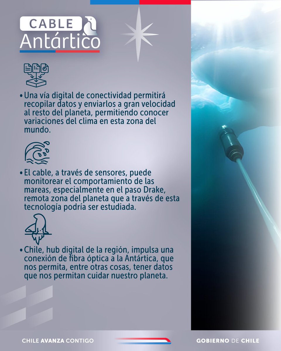 Subsecretaría de Telecomunicaciones (@subtel_chile) on Twitter photo ¿Sabías que el cable de fibra óptica submarino antártico puede contribuir al estudio del cambio climático?
Conoce más en el seminario que realizará el
<a href="/gore_magallanes/">Gore Magallanes Oficial</a> este jueves 19 de junio
👉youtube.com/live/HBU9qrOQK… ¿Sabías que el cable de fibra óptica submarino antártico puede contribuir al estudio del cambio climático?
Conoce más en el seminario que realizará el
<a href="/gore_magallanes/">Gore Magallanes Oficial</a> este jueves 19 de junio
👉youtube.com/live/HBU9qrOQK…