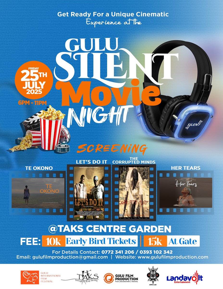 Use the Link to Buy Tickets for the movie night. It is only 3 clicks and your ticket is available. 

afrolab-ug.com/events/gulu-si…

#GuluSilentMovieNight #GuluFilmProduction #SilentCinema #ShortFilms #FilmEvent