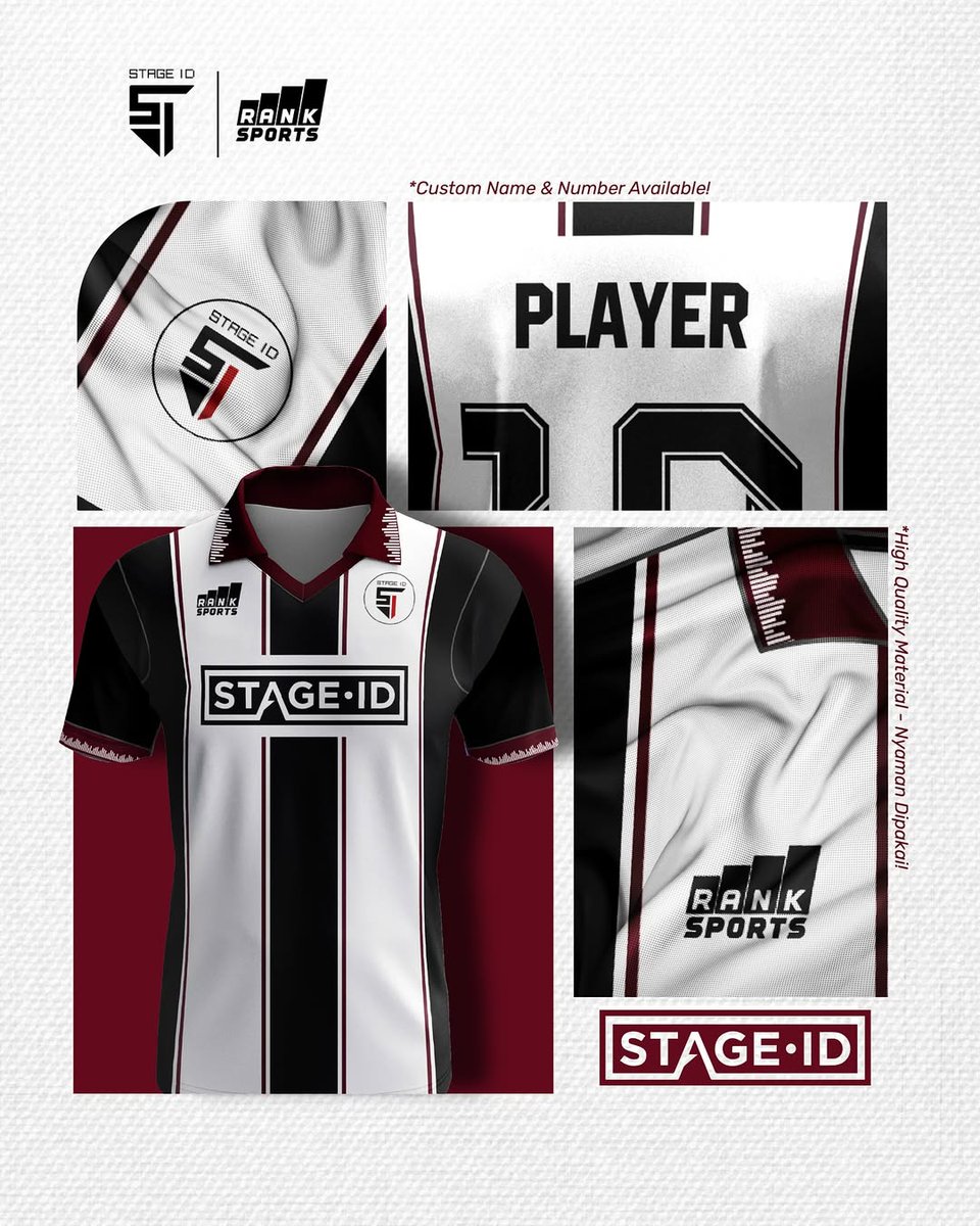 stageID's tweet image. Dengan bangga kami mempersembahkan merchandise terbaru dari StageID untuk musim 2025 / 2026 hasil kolaborasi kami bersama RANK SPORTS

Selamat memesan &amp;amp; membeli Jersey StageID secara online pada link yang tertera bio . 

Pre-order Jersey Stage ID 
forms.gle/x8REQFBXZmaLtY…