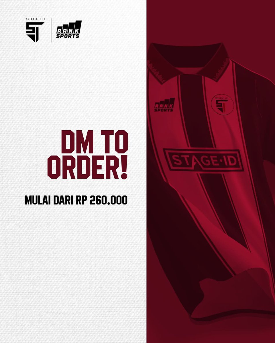 stageID's tweet image. Dengan bangga kami mempersembahkan merchandise terbaru dari StageID untuk musim 2025 / 2026 hasil kolaborasi kami bersama RANK SPORTS

Selamat memesan &amp;amp; membeli Jersey StageID secara online pada link yang tertera bio . 

Pre-order Jersey Stage ID 
forms.gle/x8REQFBXZmaLtY…