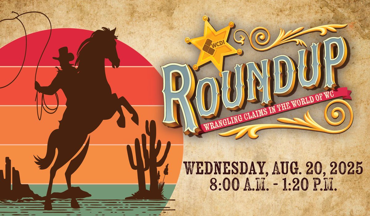 WCDefenseInst's tweet photo. It ain’t our first rodeo! Whether you’re a legacy rider or a greenhorn in the world of workers’ comp, the WCDI 2025 Multi-State Day Roundup at @wci360 will give you the tools to ride smart and stay ahead of industry trends. See you there! #WCI2025

https://t.co/PTfH0v8lib https://t.co/EAXPER0GYb
