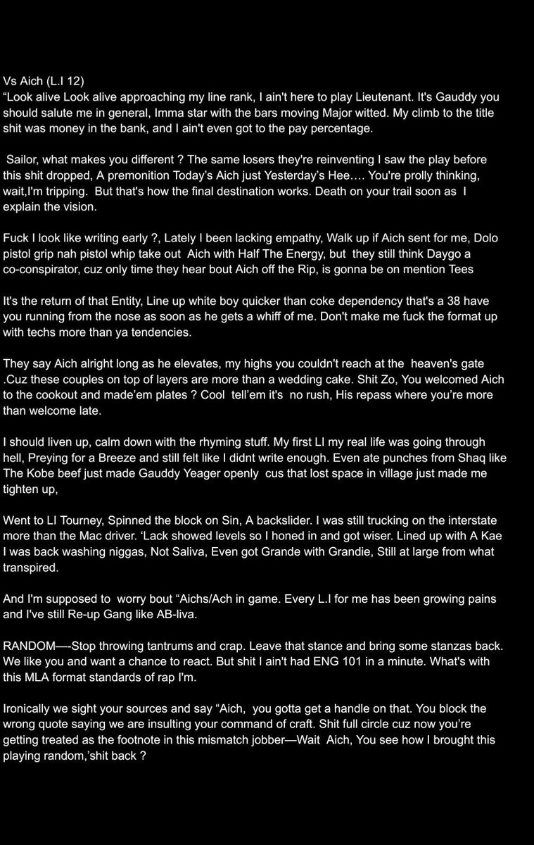 Aich ( <a href="/FIVESTARAICH/">AICH</a> )  ( left side , went 1st )

                                                 vs

Gauddy ( <a href="/ThaGauddyGawd/">Find me where a birdie is</a> )  ( right side , went 2nd )