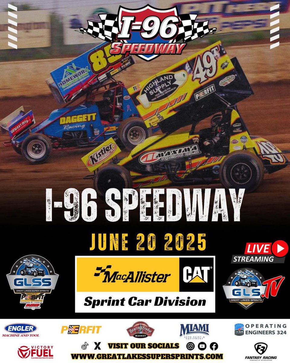 This Friday will be full of action from the Great Lakes super Sprints, the IMCA modifieds and compacts unleashed. 

For more information visit i96speedway.com
