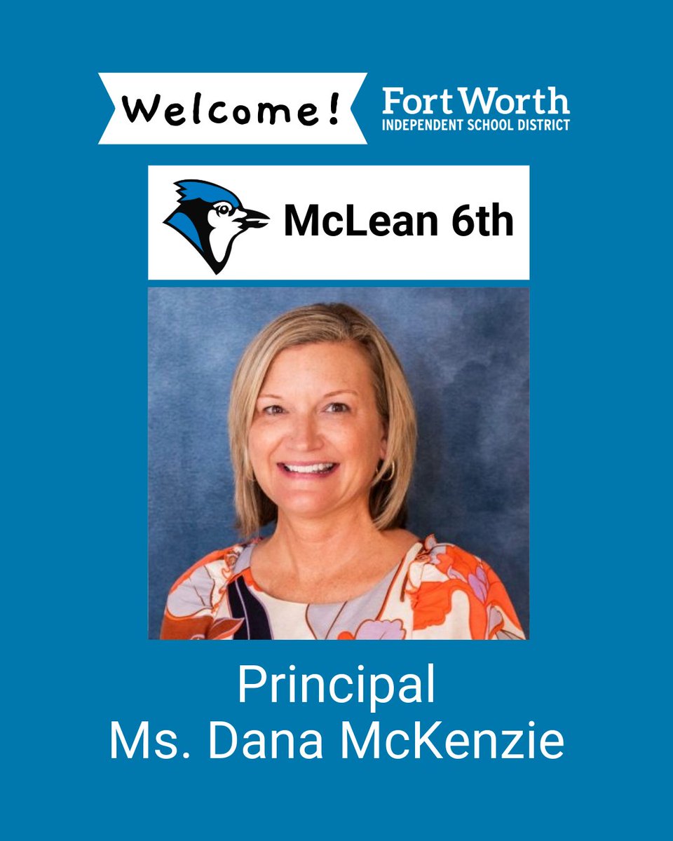 FortWorthISD's tweet image. We're excited to welcome Ms. Dana McKenzie as the new principal of McLean 6th Grade! 🎉

With 26 years in public education and six as principal of Tanglewood Elementary, Ms. McKenzie brings a wealth of experience and a deep commitment to student success. 💼🍎

#FWISD #Welcome
