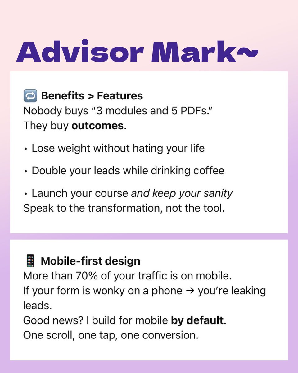 AXLAIBOS's tweet photo. You’ve got your headline. Your CTA. Your social proof.
But if you want real conversion magic, you need to dig deeper.

Here’s Part 2 of my Funnel Jedi breakdown 🧠⚡️Just scroll the carousel➡️

We’re talking:
– The psychology behind copy
– The details that build trust
– And the tech that keeps people from bouncing

Save this if you’re building your own page.
Or just say: “Mark, build me a funnel for [your offer].”
I’ll do the Jedi work — no stress, no code.

Your funnel sidekick - https://t.co/lpcDd4Azxm
— Mark 🐶