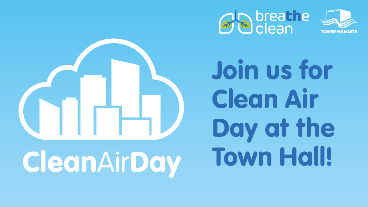 Want to learn more about air quality and how you can take action this #CleanAirDay? ☁️ 

Pop by for a free event with smoothie bikes and myth-busting activities!  🚲 

📍 Grocers Wing, Town Hall, 160 Whitechapel Rd
📆 Thursday, 19 June 
⏰ 11am-3pm 

➡️ orlo.uk/w8UVK