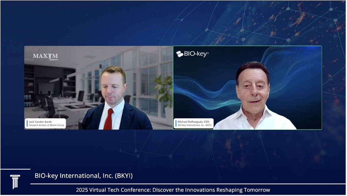$BKYI Reply from the Maxim 2025 Virtual Tech Conference: Discover the Innovations Reshaping Tomorrow: BIO-key International, Inc. (BKYI) Company Discussion. #Tech #Innovation 
Link: m-vest.com/insights/exclu…