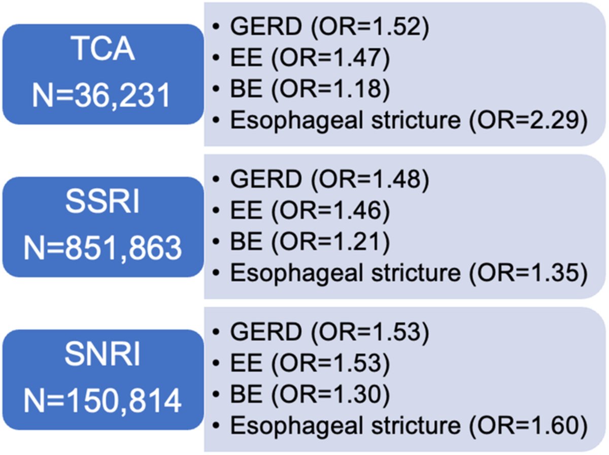 Neurogastro & Motil (@ngmjournal) on Twitter photo <a href="/maura_corsetti/">maura corsetti</a> <a href="/IBS_Maastricht/">Daniel Keszthelyi MD PhD RFF</a> <a href="/DrCJBlack/">Chris Black</a> <a href="/AndreaShin_GI/">Andrea Shin</a> <a href="/mpj61/">Michael Jones</a> <a href="/nicolascenac/">nicolasc</a> <a href="/ThisIsButt/">Mohsin Butt</a> <a href="/Pierfra_Visaggi/">Pierfrancesco Visaggi, MD</a> <a href="/Rajan___Singh/">Rajan Singh</a> <a href="/ANMSociety/">ANMS</a> <a href="/esnm_eu/">ESNM.eu</a> <a href="/SSrinivasanMD/">Shanthi Srinivasan, MD</a> <a href="/karagm2009/">kara gross margolis</a> <a href="/LindaNguyenMD/">Linda Ánh Vân Nguyễn MD</a> <a href="/BMoshiree/">Baha Moshiree MD, MSci, FACG, AGAF</a> <a href="/LinChangMD/">Lin Chang</a> <a href="/KashyapPurna/">Purna Kashyap M.B.B.S., AGAF</a> <a href="/BeyderLab/">BeyderLab</a> <a href="/mgrover_gi/">Madhusudan (Madhu) Grover M.D., AGAF</a> <a href="/LindsellHannah/">Hannah</a> <a href="/DanieleMagistro/">Daniele Magistro</a> <a href="/emadelomar/">Emad El-Omar</a> <a href="/DharJahnvi/">Jahnvi Dhar</a> <a href="/ShimaghavimiMD/">Shima Ghavimi</a> <a href="/yuyingMD/">Yuying Luo</a> <a href="/PLLU/">Peter L. Lu, MD, MS</a> <a href="/LumirKunovsky/">Lumír Kunovský</a> 🔥The use of #Antidepressants in patients with #depression is associated with #GastroesophagealRefluxDisease & disease severity‼️
🎯⬆️ association between #TCA #SSRI & #SNRI use on #GERD #ErosiveEsophagitis #EsophagealStricture & #Barrett'sEsophagus👏
👉onlinelibrary.wiley.com/doi/10.1111/nm… <a href="/maura_corsetti/">maura corsetti</a> <a href="/IBS_Maastricht/">Daniel Keszthelyi MD PhD RFF</a> <a href="/DrCJBlack/">Chris Black</a> <a href="/AndreaShin_GI/">Andrea Shin</a> <a href="/mpj61/">Michael Jones</a> <a href="/nicolascenac/">nicolasc</a> <a href="/ThisIsButt/">Mohsin Butt</a> <a href="/Pierfra_Visaggi/">Pierfrancesco Visaggi, MD</a> <a href="/Rajan___Singh/">Rajan Singh</a> <a href="/ANMSociety/">ANMS</a> <a href="/esnm_eu/">ESNM.eu</a> <a href="/SSrinivasanMD/">Shanthi Srinivasan, MD</a> <a href="/karagm2009/">kara gross margolis</a> <a href="/LindaNguyenMD/">Linda Ánh Vân Nguyễn MD</a> <a href="/BMoshiree/">Baha Moshiree MD, MSci, FACG, AGAF</a> <a href="/LinChangMD/">Lin Chang</a> <a href="/KashyapPurna/">Purna Kashyap M.B.B.S., AGAF</a> <a href="/BeyderLab/">BeyderLab</a> <a href="/mgrover_gi/">Madhusudan (Madhu) Grover M.D., AGAF</a> <a href="/LindsellHannah/">Hannah</a> <a href="/DanieleMagistro/">Daniele Magistro</a> <a href="/emadelomar/">Emad El-Omar</a> <a href="/DharJahnvi/">Jahnvi Dhar</a> <a href="/ShimaghavimiMD/">Shima Ghavimi</a> <a href="/yuyingMD/">Yuying Luo</a> <a href="/PLLU/">Peter L. Lu, MD, MS</a> <a href="/LumirKunovsky/">Lumír Kunovský</a> 🔥The use of #Antidepressants in patients with #depression is associated with #GastroesophagealRefluxDisease & disease severity‼️
🎯⬆️ association between #TCA #SSRI & #SNRI use on #GERD #ErosiveEsophagitis #EsophagealStricture & #Barrett'sEsophagus👏
👉onlinelibrary.wiley.com/doi/10.1111/nm…
