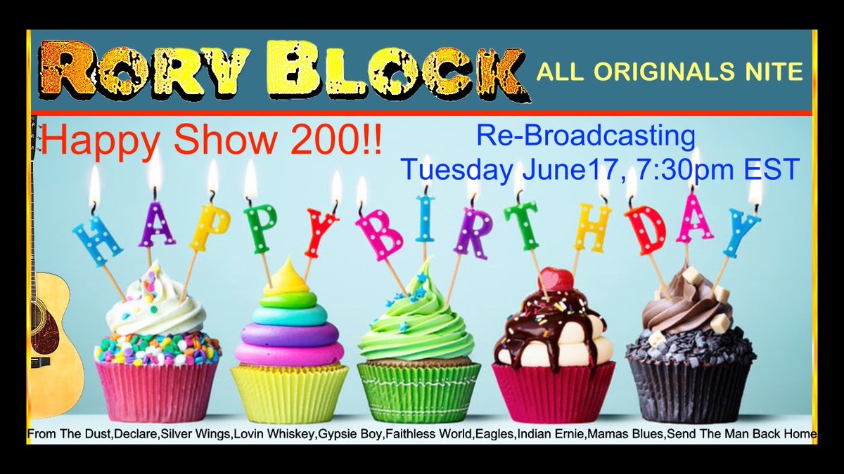 Tuesday, June 17, 7:30pm EST
Rebroadcasting #200
Happy Show 200!!
Watch Here: roryblock.com/re-broadcastpa…