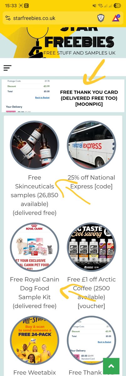 🤩 Completely free Thank You card, delivered free too. Free Skinceuticals samples, free Aqua Libra &amp; loads more freebies added today