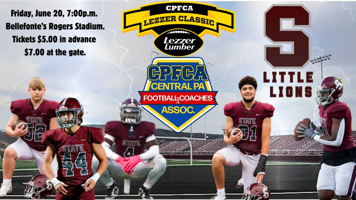 CPFCA_LezzerGame (@cpfca_lezzer) on Twitter photo For tix in advance go here: docs.google.com/forms/d/e/1FAI…………
<a href="/LezzerLumber/">Lezzer Lumber</a> <a href="/christian_lezz4/">Christian Lezzer</a> <a href="/SCoachLintal/">Coach Matt Lintal</a> <a href="/statehighfball/">State College Football</a> <a href="/Wilsonreese52/">Reese Wilson</a> <a href="/robertstrayer44/">Robbie Strayer</a> <a href="/noahradio_state/">noahradio_state</a> For tix in advance go here: docs.google.com/forms/d/e/1FAI…………
<a href="/LezzerLumber/">Lezzer Lumber</a> <a href="/christian_lezz4/">Christian Lezzer</a> <a href="/SCoachLintal/">Coach Matt Lintal</a> <a href="/statehighfball/">State College Football</a> <a href="/Wilsonreese52/">Reese Wilson</a> <a href="/robertstrayer44/">Robbie Strayer</a> <a href="/noahradio_state/">noahradio_state</a>