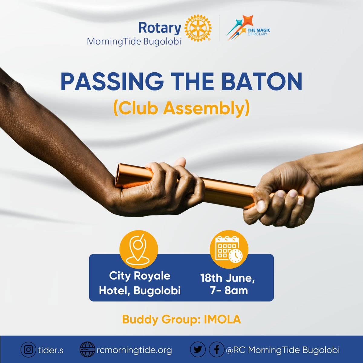 #Tiders (@rcmorningtide) on Twitter photo Join us for the "State of the Club Address", 18th/06/'25, 7-8am, City Royale Hotel Bugolobi. <a href="/easy_ivan/">Ivan Mutibwa</a> <a href="/amavaworld/">iamanya</a> <a href="/rckira1/">Rotary Club of Kira</a> <a href="/RCTLuzira/">Rotaract Club of Luzira - The Wardens</a> <a href="/RCkasangati/">Rotary Club of Kasangati</a> <a href="/RBulindo/">Rotary Club of Bulindo</a> <a href="/smike311/">OneMic</a> <a href="/RCKSI/">Rotary Club of Kampala Ssese Islands</a> <a href="/HopeRct/">Rct Hope Kansanga</a> <a href="/KampalaSouth/">KlaSouth Rotary Club</a> @oldrcm88 <a href="/KampalaMetro/">Rotary Kampala Metropolitan-D9213</a> <a href="/RotaryKiwatule/">Rotary Club of Kiwatule</a> <a href="/rcbnuganda/">Rotary Club of Bweyogerere Namboole</a> <a href="/EClubNaguru/">Rotary E-Club (Naguru)</a> <a href="/RotaryKlaCity/">Rotary Club of Kampala City</a> Join us for the "State of the Club Address", 18th/06/'25, 7-8am, City Royale Hotel Bugolobi. <a href="/easy_ivan/">Ivan Mutibwa</a> <a href="/amavaworld/">iamanya</a> <a href="/rckira1/">Rotary Club of Kira</a> <a href="/RCTLuzira/">Rotaract Club of Luzira - The Wardens</a> <a href="/RCkasangati/">Rotary Club of Kasangati</a> <a href="/RBulindo/">Rotary Club of Bulindo</a> <a href="/smike311/">OneMic</a> <a href="/RCKSI/">Rotary Club of Kampala Ssese Islands</a> <a href="/HopeRct/">Rct Hope Kansanga</a> <a href="/KampalaSouth/">KlaSouth Rotary Club</a> @oldrcm88 <a href="/KampalaMetro/">Rotary Kampala Metropolitan-D9213</a> <a href="/RotaryKiwatule/">Rotary Club of Kiwatule</a> <a href="/rcbnuganda/">Rotary Club of Bweyogerere Namboole</a> <a href="/EClubNaguru/">Rotary E-Club (Naguru)</a> <a href="/RotaryKlaCity/">Rotary Club of Kampala City</a>