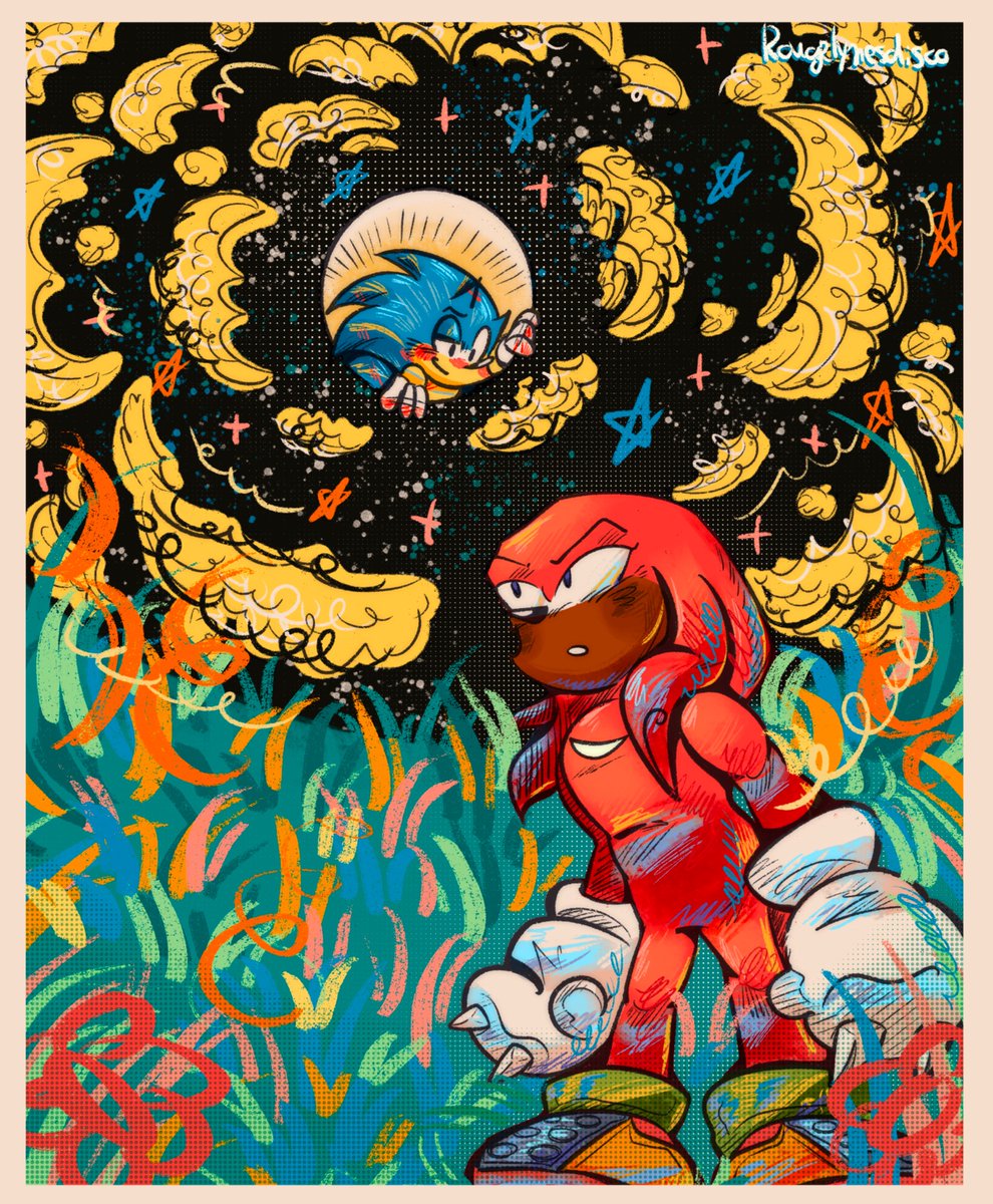 “I’m not staring at the moon and thinking about him!” #sonknux #SonicTheHedgehog #Knuckles