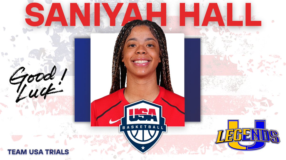 Legends U Basketball (@legends_bball) on Twitter photo Good luck to <a href="/saniyahhall_/">Saniyah Hall</a> as she heads to U19 USA trials today! We believe in you! 🙏🇺🇸🥇 Good luck to <a href="/saniyahhall_/">Saniyah Hall</a> as she heads to U19 USA trials today! We believe in you! 🙏🇺🇸🥇