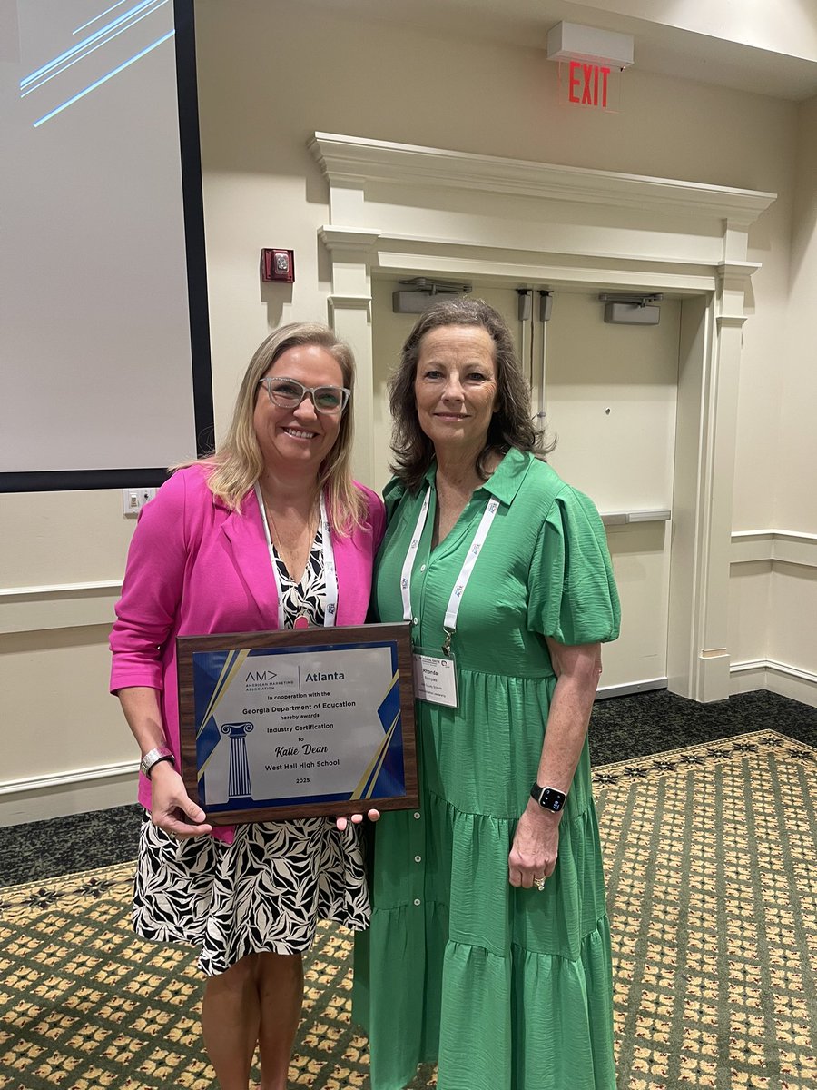 Congratulations to Katie Dean, West Hall High School for receiving recognition for certifying the Marketing Program!  Excellent job!