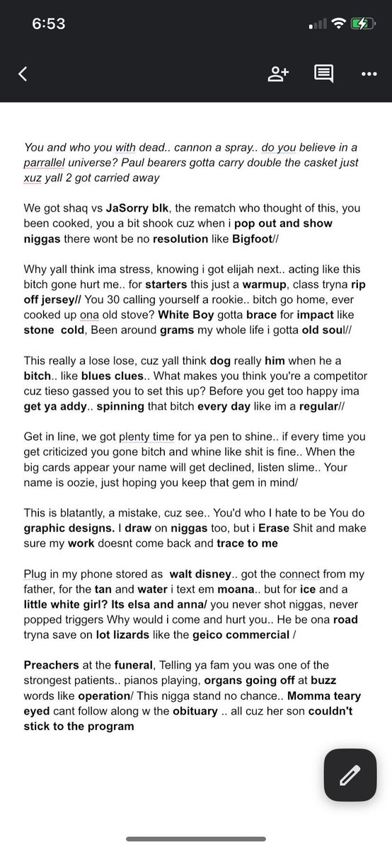 Oozie Blk ( <a href="/OozieBlk/">OozieBLK</a> )  ( left side , went 1st )

                                              vs

Shaq ( <a href="/ShaquilleOdies1/">Shaq</a> )  ( right side , went 2nd )