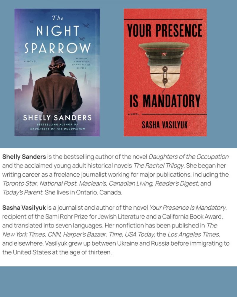 #BookLaunch #thenightsparrow @harperperennial One Month Today July 17 @jewishcommunitylibrary with @sashavasilyuk #YourPresenceIsMandatory @bloomsburybooksus Writing Jews in the Red Army Link: shorturl.at/MY35s