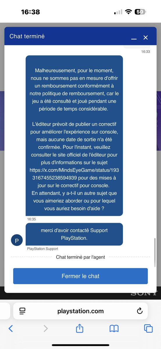 French1337's tweet photo. Merci @PlayStationFR 
Impossible d’avoir un remboursement du jeu #MindsEye parce que j’ai tout simplement joué 1h à peine en espérant que les bugs c’était juste un début de niveau mais non c’est le jeux complet. 
Certain on put se faire rembourser mais pas moi.. pourquoi donc ? https://t.co/NlYNI7cGzu
