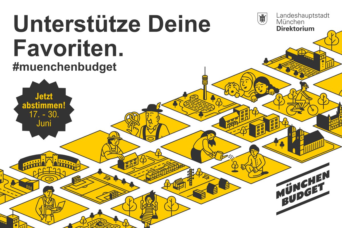 ScienceDialogue's tweet image. Ab heute bis zum 30 Juni können  alle Münchner:innen die eingereichten Vorschläge zum #MünchenBudget mit ihrer Stimme unterstützen. Unser Favorit: unser.muenchen.de/budgets/1/inve…
Jetzt abstimmen!