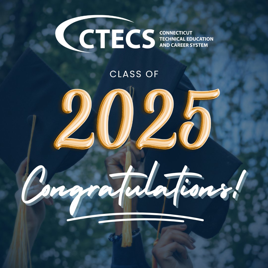 CTTechHS's tweet image. 🎓✨ Congratulations to the #Classof2025! ✨🎓

To all of our CTECS graduates, congratulations on a job well done!

Whatever path you embark on in this next chapter of your lives, we can&apos;t wait to see what you accomplish.

Have a happy and healthy summer! ☀️⁠

#CTE #CareerTechEd