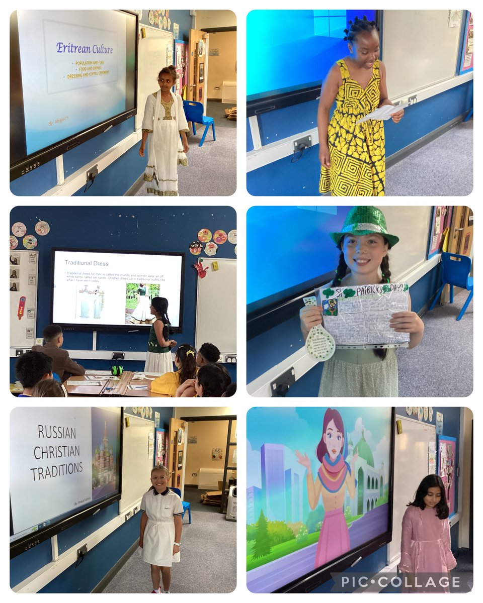 StMaryB17's tweet photo. #Y5 enjoying #CultureDay, paired with some lovely presentations that the children shared about their cultures and what they do #RRSA #Art2 #Art7 #Art8 https://t.co/YDe95wIoZn