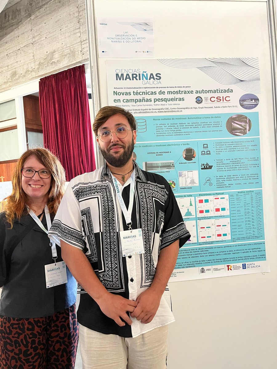 IEOVigo's tweet photo. @CostaFiz @IEOoceanografia @UniversidadeUSC O equipo #PESCA_SOST presentou 3 pósteres

👉novas técnicas de toma de mostras automatizada en campañas pesqueiras 
👉observación electrónica de pesquerías como fonte de datos para avaliación pesqueira
👉 integración automatizada de metodoloxías de mostraxe de recursos pesqueiros https://t.co/cNA0hQ2KDl