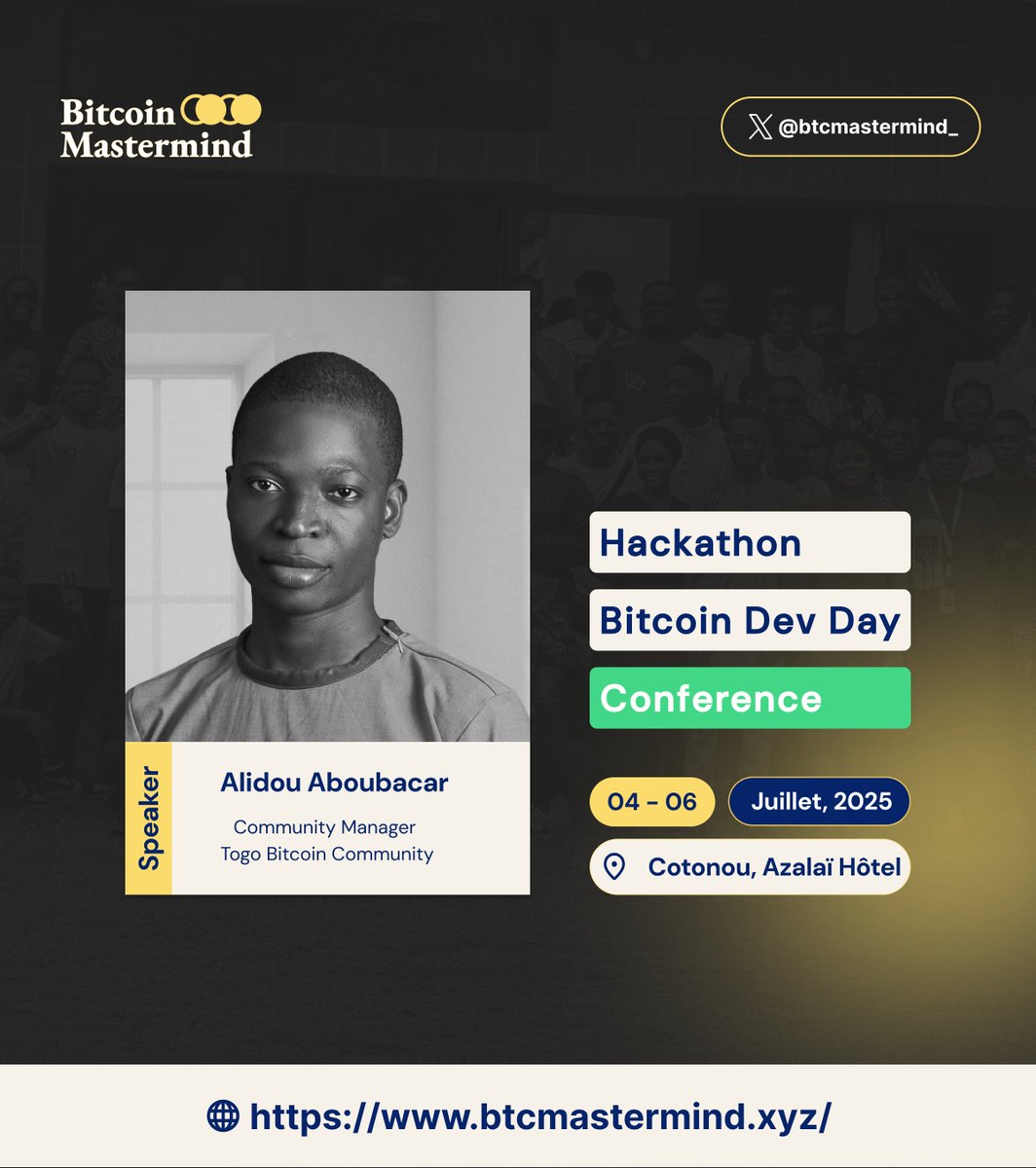 btcmastermind_'s tweet image. 🔸 Alidou Aboubacar – Binance Angel 😇, ambassadeur crypto &amp;amp; Community Manager engagé pour la vulgarisation du Web3 en Afrique francophone.

Ils seront avec nous à Cotonou du 4 au 6 juillet pour partager leurs visions et expériences ! 🇹🇬