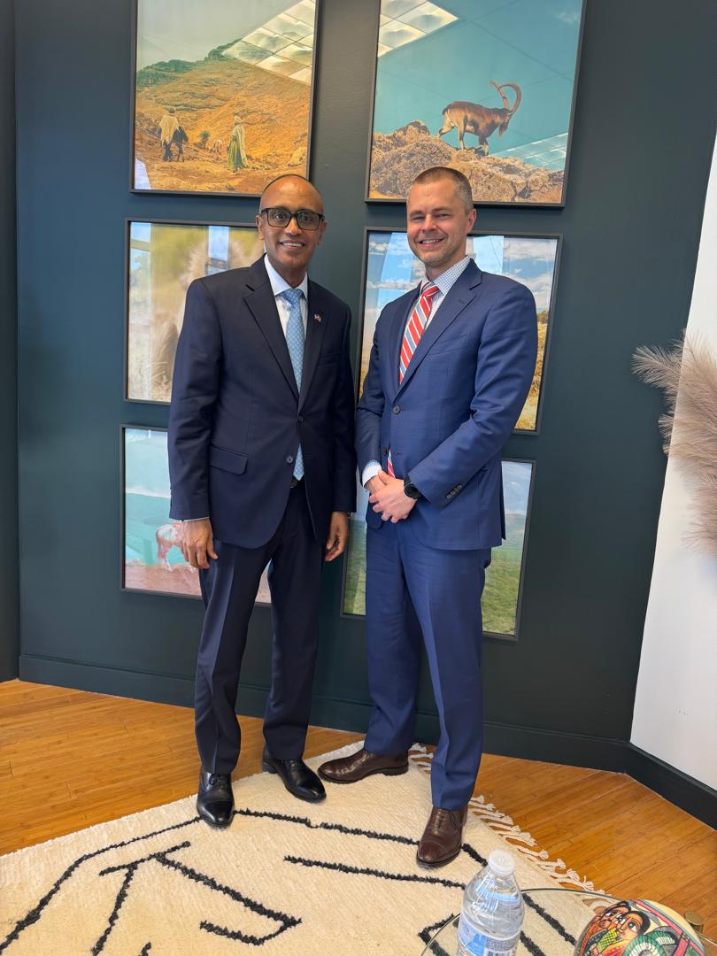 It was a pleasure to meet with H.E. Binalf Andualem, Ethiopia's recently appointed ambassador to the US. We had an in-depth and useful discussion about the many important issues on which his country is playing a key role. Unsurprisingly, the coffee was great as well.