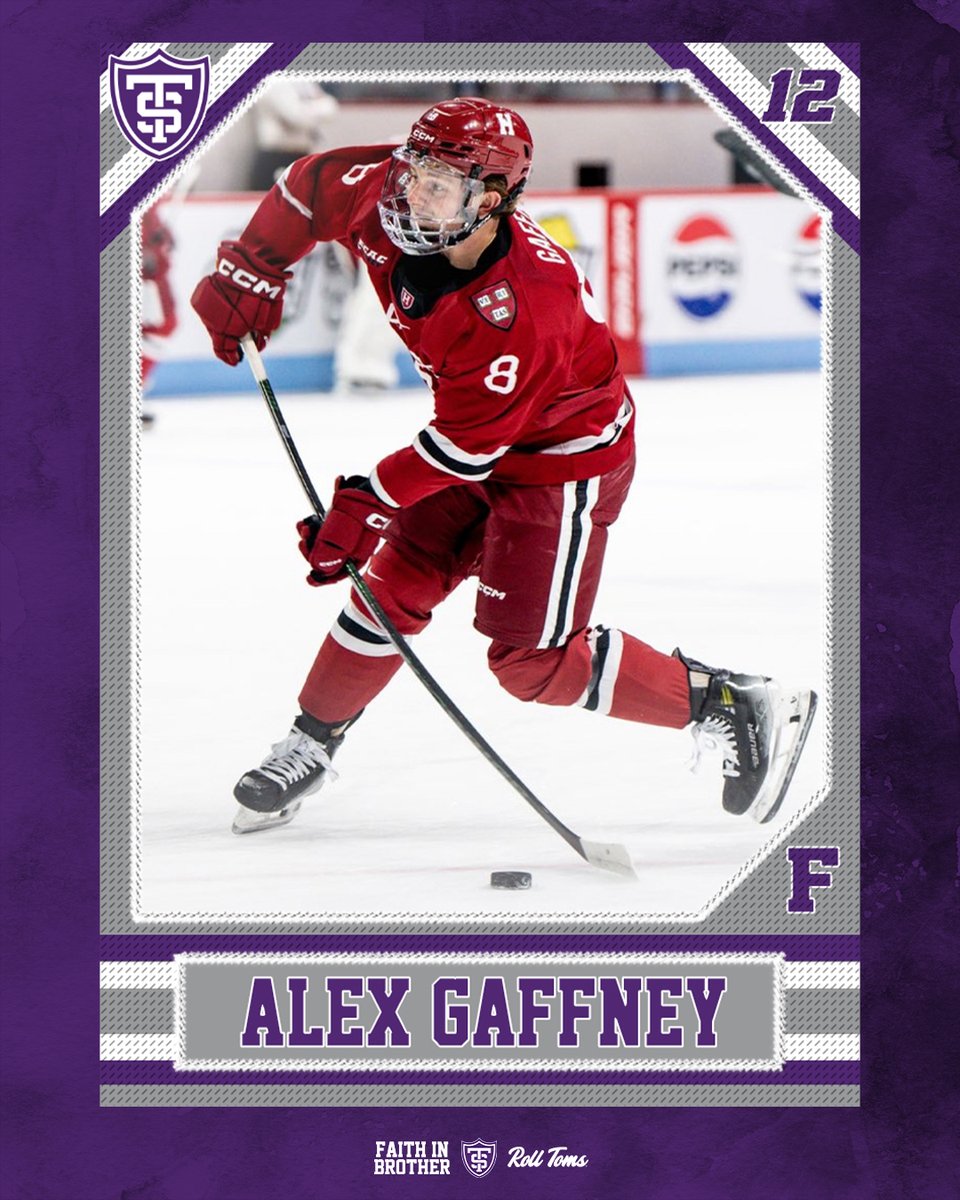 🟣Wicked smart signing⚪️

We are excited to announce that Alex Gaffney will be joining the Purple for his fifth and final season of college hockey!

#RollToms | #FidesInFratrem