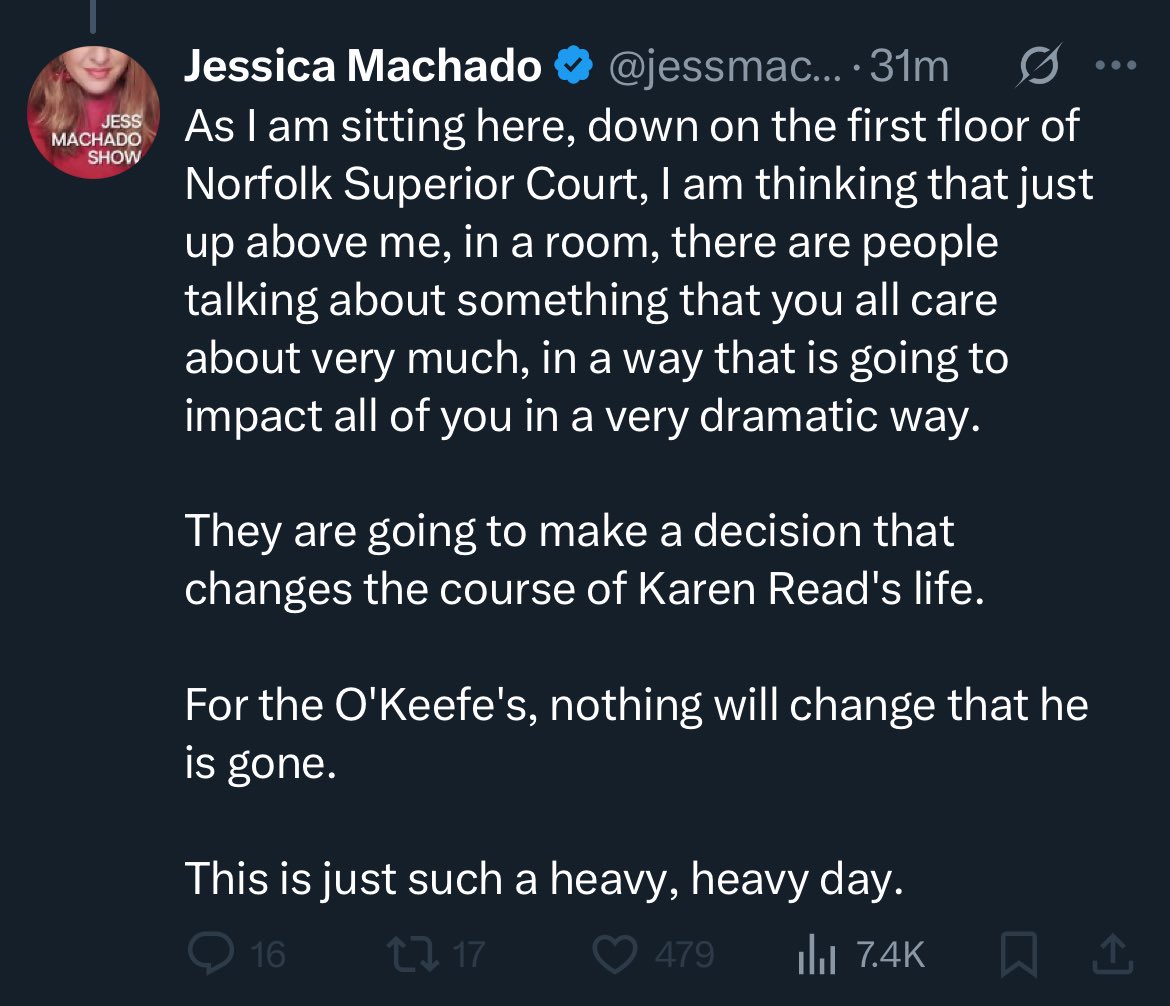 Are you fucking kidding me?

The jury’s decision will impact Karen Read supporters, and Karen herself, but meh…it’s just another day for the victim’s family because, you know, he’s gone so 🤷‍♀️ 

Omfg…. What an ignorant, cruel thing to say.