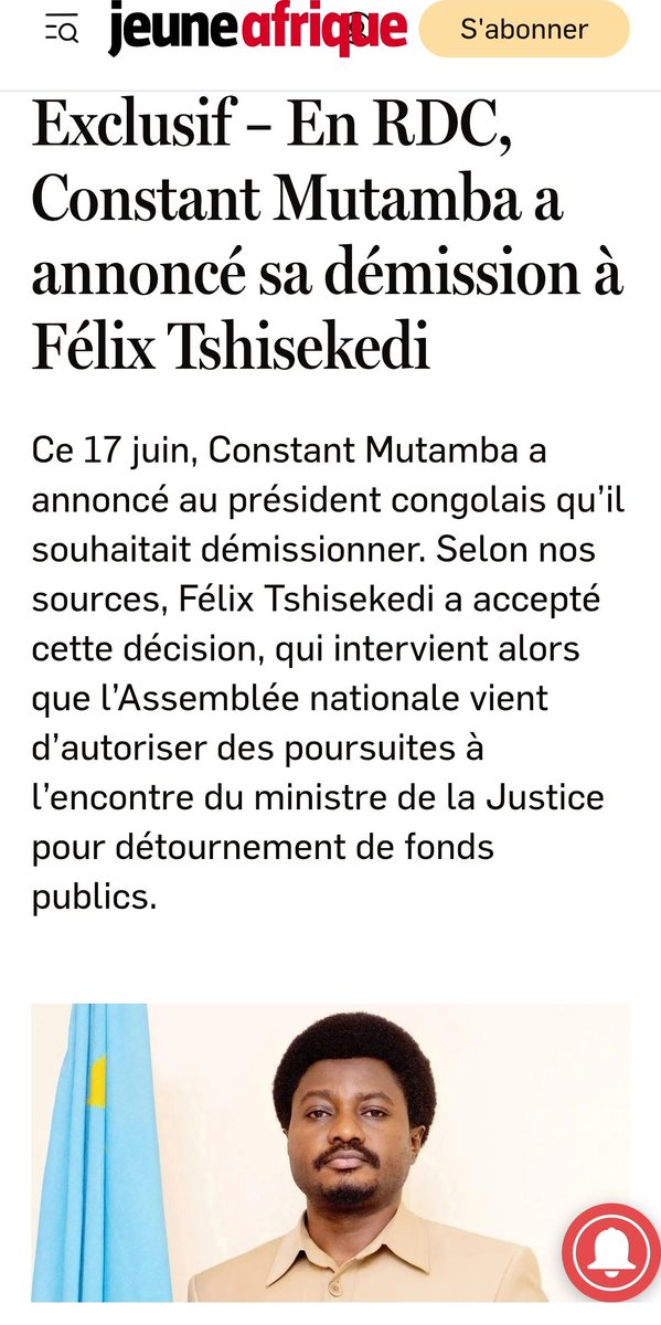 AngelMutabaruka's tweet image. #ConstantMutamba wari Ministre w'ubutabera wa #RDC yeguye ku mirimo ye  akaba agiye gukurikiranwa n'ubushinjacyaha ku kunyereza miliyoni 19 z'amadolari yari agenewe kubaka gereza ya Kisangani.... Yabujijwe kuva i Kinshasa bikaba bivugwa ko umushinjacyaha yiyemeje kumufunga...