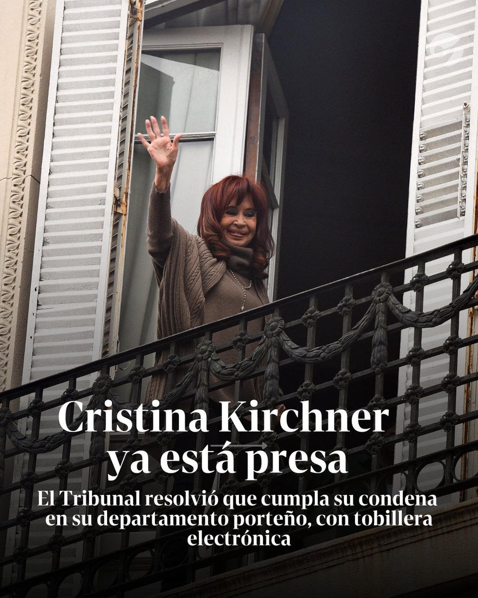 Hoy somos un país mejor,la principal destructora y responsable de la situación en la que nos lamentamos estar hoy estará detenida con tobillera electrónica.
🇦🇷