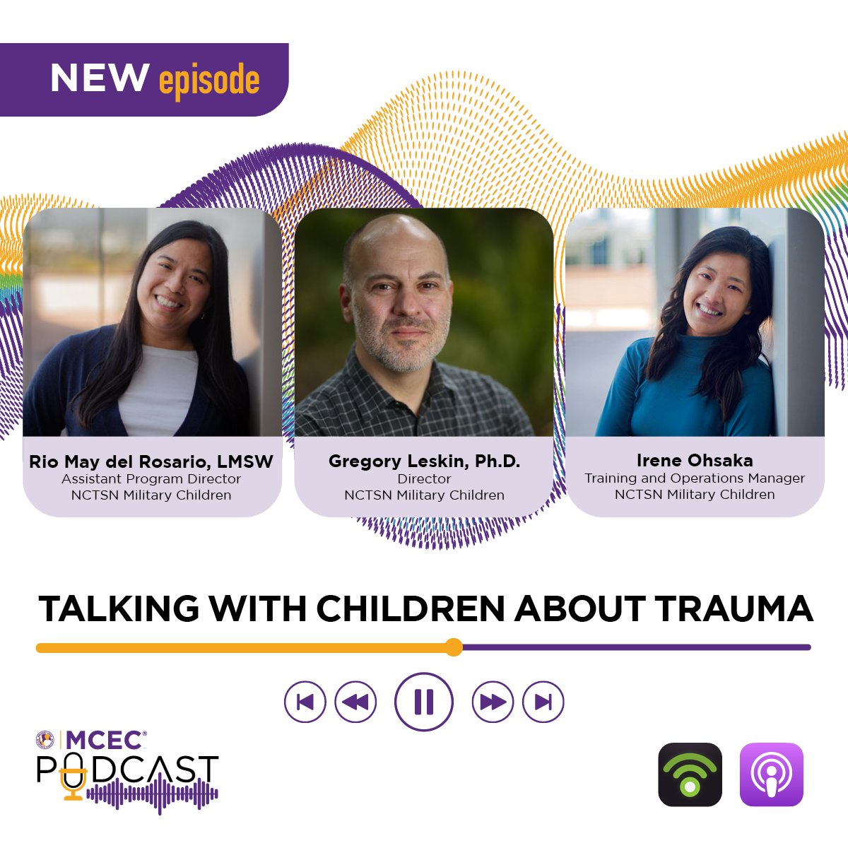 MCEC® | Military Child Education Coalition® (@militarychild) on Twitter photo Join us for an insightful podcast featuring Dr. Gregory Leskin, Rio May del Rosario, and Irene Ohsaka from <a href="/nctsn/">National Child Traumatic Stress Network</a> as they discuss child traumatic stress and the vital support needed for traumatized children and families.
🎧 tinyurl.com/27ktaukc Join us for an insightful podcast featuring Dr. Gregory Leskin, Rio May del Rosario, and Irene Ohsaka from <a href="/nctsn/">National Child Traumatic Stress Network</a> as they discuss child traumatic stress and the vital support needed for traumatized children and families.
🎧 tinyurl.com/27ktaukc