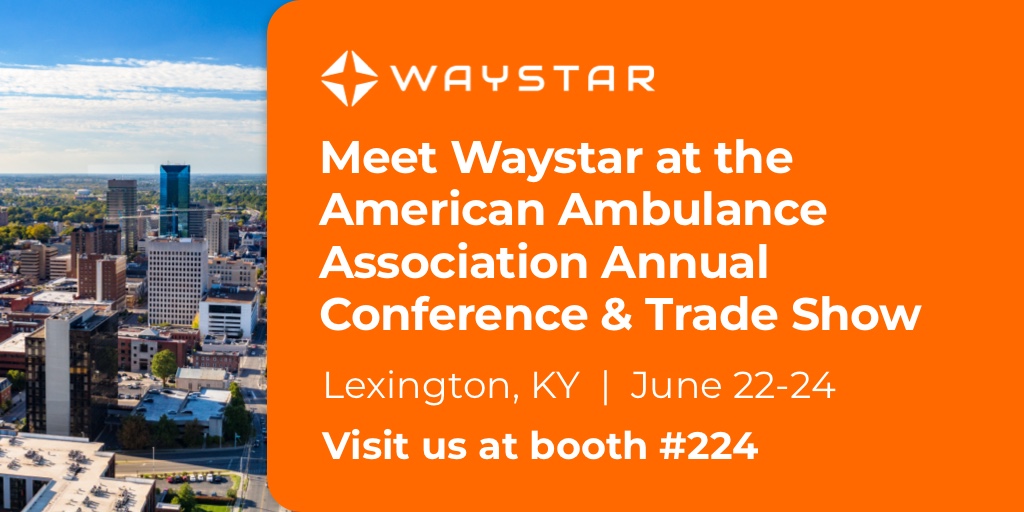 Waystar's tweet image. Attending #AMBUCON25 in Lexington, KY next week? Stop by booth 224 to discuss the future of healthcare payments with our #RevenueCycle experts. Visit us any time during the event or schedule a time in advance: ow.ly/CocH50Wb45i