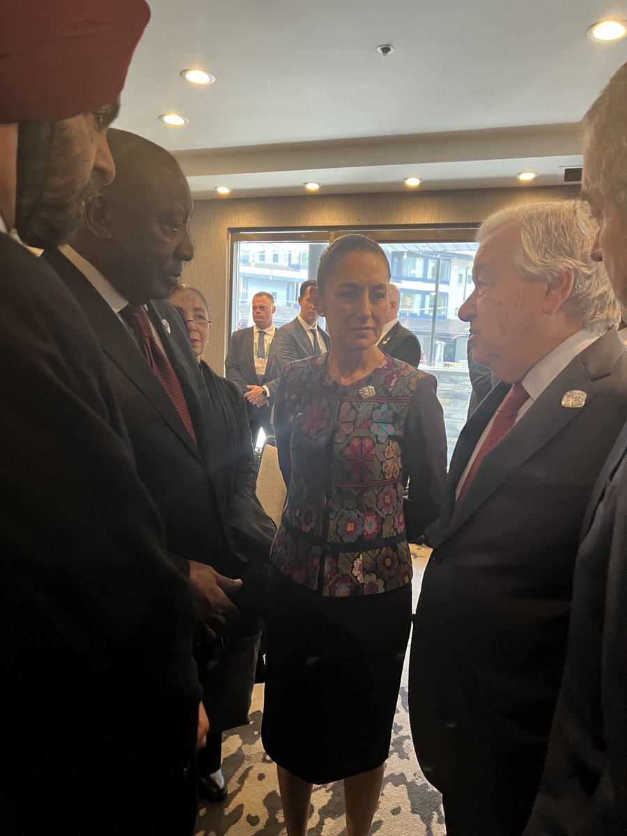 Por iniciar sesiones del G7 la Presidenta Claudia Sheinbaum , el Secretario General de la ONU, el Presidente de Sudáfrica y el Presidente del  Banco Mundial .