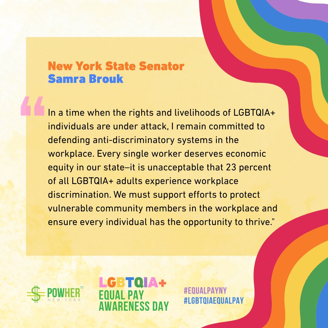 SenatorBrouk's tweet image. Everyone, regardless of who they love and how they identify, deserves economic equity. I remain committed to defending anti-discriminatory practices to create opportunities for all New Yorkers. #EqualPayNY #LGBTQIAEqualPay