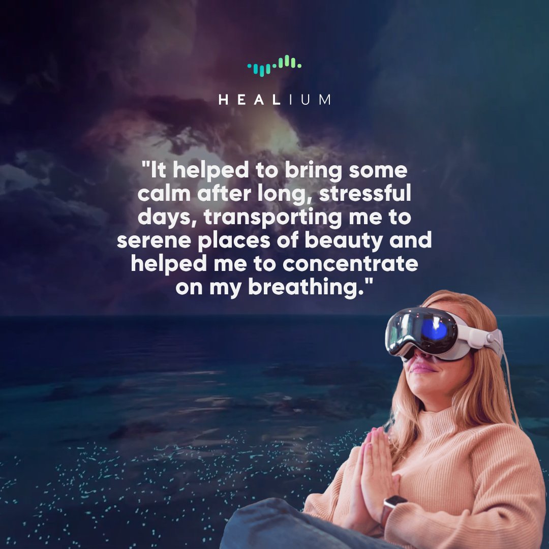 HealiumXR's tweet image. Healium "helped to bring some calm after long, stressful days...” 🌿
We love hearing how Healium helps users find a moment of serenity when they need it most! Whether it’s after a long day or during a moment of overwhelm, Healium is here to help you reconnect.