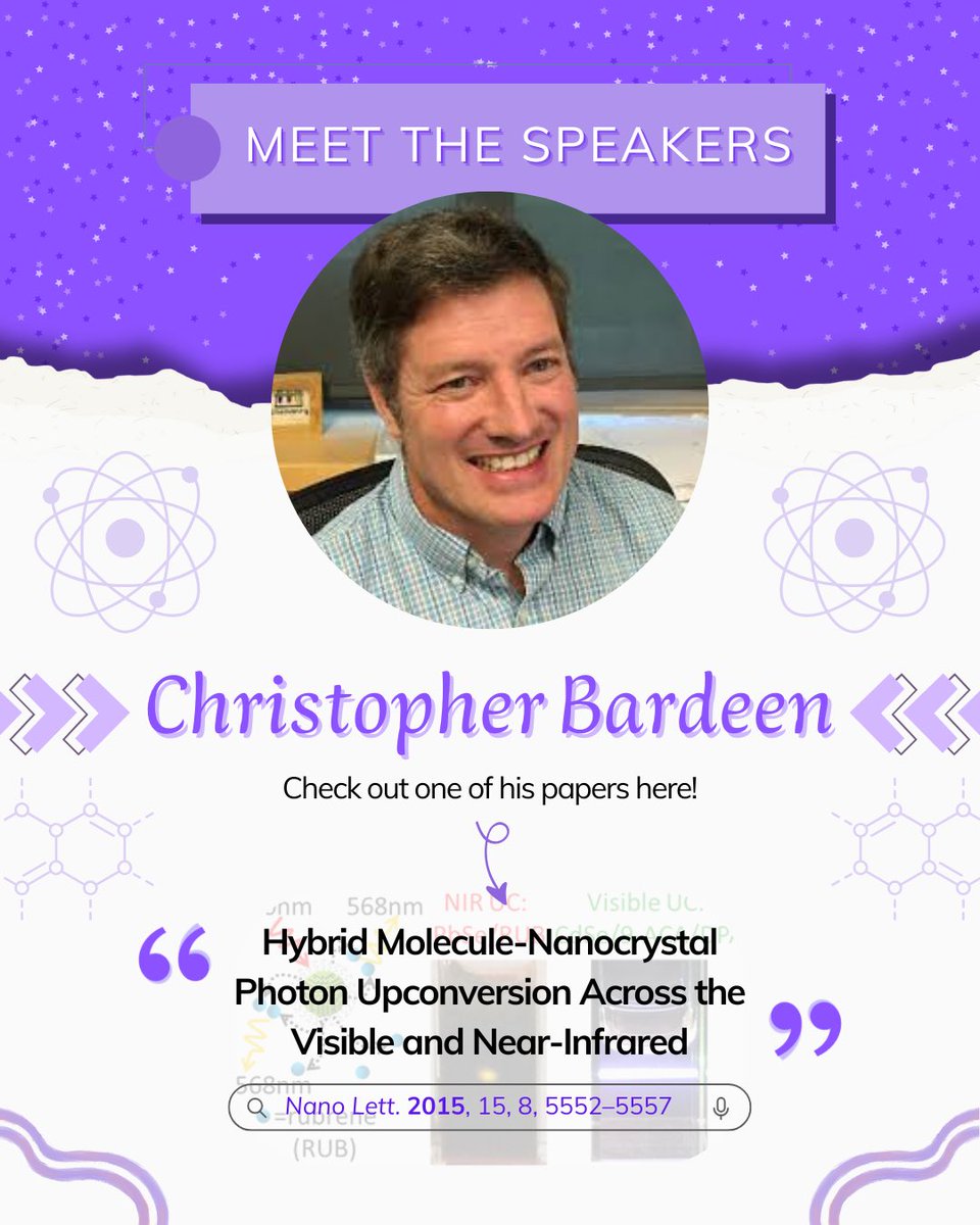 ICCOSS 2025 (@iccoss2025) on Twitter photo 🎙 Meet Christopher Bardeen, invited speaker at ICCOSS 2025!
His work focuses on controlling photoinduced processes in organic materials — key to light-driven systems.
Don’t miss it!
📍 Playa del Carmen
🗓️ July 13–18
🔗 Register now – link in bio
📩 iccoss2025@iquimica.unam.mx 🎙 Meet Christopher Bardeen, invited speaker at ICCOSS 2025!
His work focuses on controlling photoinduced processes in organic materials — key to light-driven systems.
Don’t miss it!
📍 Playa del Carmen
🗓️ July 13–18
🔗 Register now – link in bio
📩 iccoss2025@iquimica.unam.mx