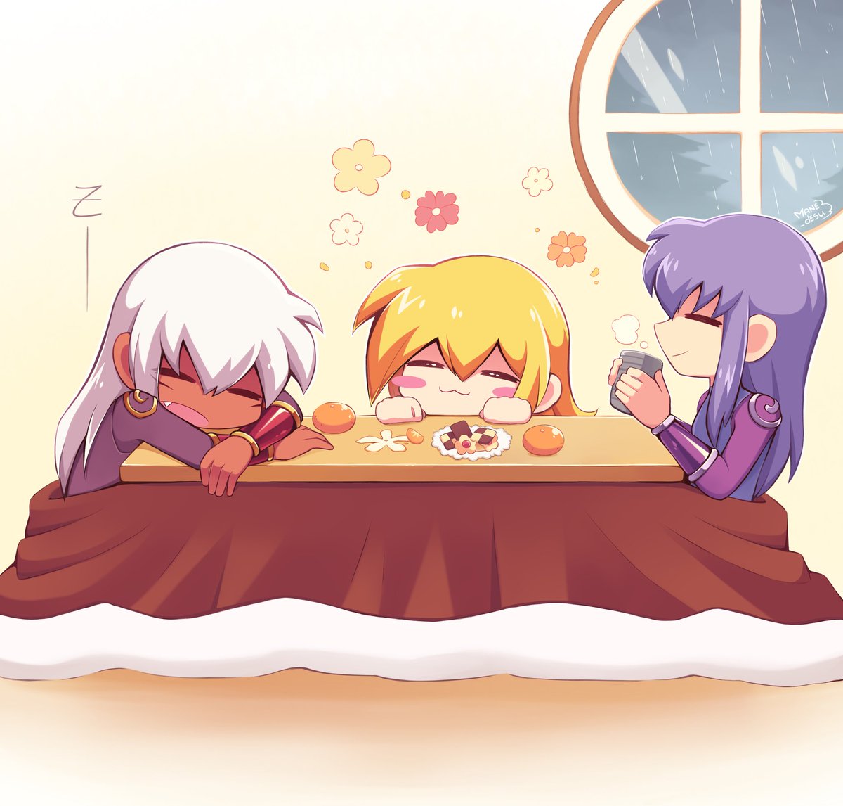 [Day off] 🌧️🍵🍪

#Yugioh #YGO #DarkMagicianArkana #DarkMagician #DarkMagicianGirl #cozy  #ManeDrawings